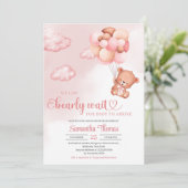 水色ピンクと茶色の女の子の赤ちゃんシャワー 招待状 (スタンド正面)