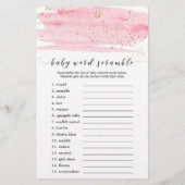 水色ピンクと金ゴールドベビー単語スクランブルゲーム チラシ (裏面)