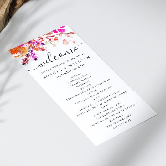 水色ピンクのオレンジ色の秋フローラ結婚スクリプト プログラム