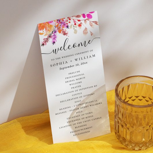 水色ピンクのオレンジ色の秋フローラ結婚スクリプト プログラム