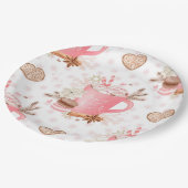 水色ピンクのクリスマスクッキーとココア ペーパープレート (アングル)