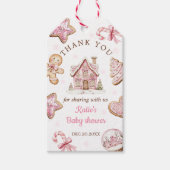 水色ピンクのクリスマスクッキー赤ちゃんシャワーのお気に入り ギフトタグ (正面)