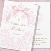 水色ピンクのクレスト小さな弓バプテスマ 招待状