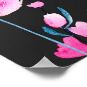 水色ピンクのケシとフローラの枝の海老 ポスター (角)