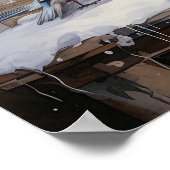 水色ピンクのシャッビーシックなクリスマスポスター ポスター (角)