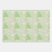 水色ピンクのチャイノアイセリーボードクリスマスツリー ラッピングペーパーシート (正面3)