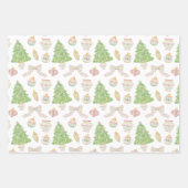 水色ピンクのチャイノアイセリーボードクリスマスツリー ラッピングペーパーシート (正面2)