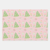 水色ピンクのチャイノアイセリーボードクリスマスツリー ラッピングペーパーシート (正面)