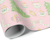 水色ピンクのチャイノアイセリーボードクリスマスツリー ラッピングペーパー (ロールコーナー)