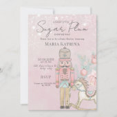 水色ピンクのナツクラッカーベビーシャワークリスマス 招待状 (正面)