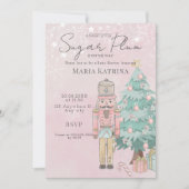 水色ピンクのナツクラッカーベビーシャワークリスマス 招待状 (正面)