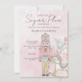 水色ピンクのナツクラッカーベビーシャワークリスマス 招待状 (正面)