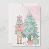 水色ピンクのナツクラッカーベビーシャワークリスマス 招待状 (裏面)