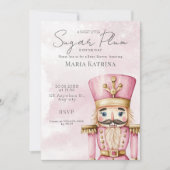 水色ピンクのナツクラッカーベビーシャワークリスマス 招待状 (正面)