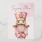 水色ピンクのナツクラッカーベビーシャワークリスマス 箔招待状 (裏面)