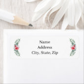 水色ピンクのバラの緑の葉のアドレス ラベル (インサイチュ)