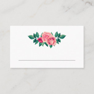 水色ピンクのバラの花。赤面結婚フローラ プレイスカード