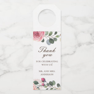 水色ピンクのバラ。フローラ結婚の感謝していお前 ボトルネックタグ