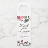 水色ピンクのバラ。フローラ結婚の感謝していお前 ボトルネックタグ (正面)