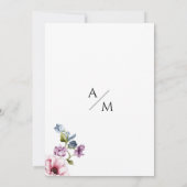 水色ピンクのバーガンディーグリーン結婚フローラ 招待状 (裏面)