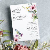 水色ピンクのバーガンディーグリーン結婚フローラ 招待状