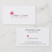 水色ピンクのフラミンゴ（白） 名刺 (正面/裏面)