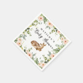 水色ピンクのフローラ鹿の森の赤ちゃんシャワー スタンダードカクテルナプキン (角)