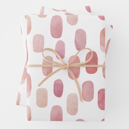 水色ピンクのブラシストローク。赤面かわいい柄 ラッピングペーパーシート (インサイチュ)
