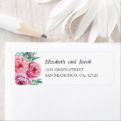 水色ピンクのボホ花。結婚住所 ラベル (インサイチュ)