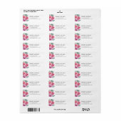 水色ピンクのボホ花。結婚住所 ラベル (フルシート)