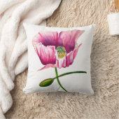 水色ピンクのポピーかわいらしの花 クッション (ブランケット)