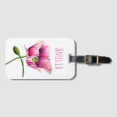 水色ピンクのポピーかわいらしの花 ラゲッジタグ (正面横)