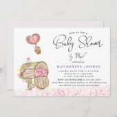 水色ピンクのメールボックス仮想ベビーシャワー招待状 (正面/裏面)