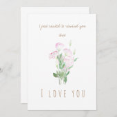 水色ピンクのユーストマ花グリーティングカード 招待状 (正面/裏面)