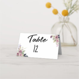 水色ピンクのラベンダーバラミニマル プレイスカード