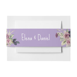 水色ピンクのラベンダーバラミニマル 招待状ベリーバンド