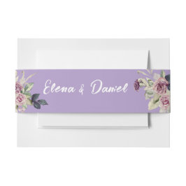 水色ピンクのラベンダーバラミニマル 招待状ベリーバンド