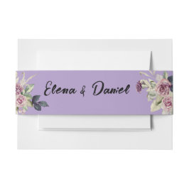 水色ピンクのラベンダーバラミニマル 招待状ベリーバンド