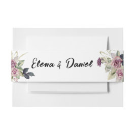 水色ピンクのラベンダーバラミニマル 招待状ベリーバンド