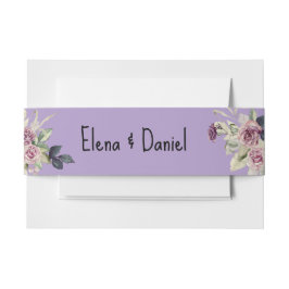 水色ピンクのラベンダーバラミニマル 招待状ベリーバンド