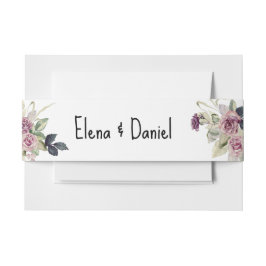 水色ピンクのラベンダーバラミニマル 招待状ベリーバンド