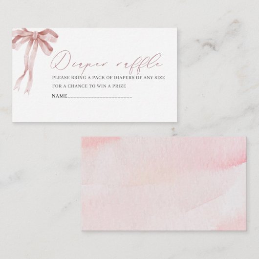 水色ピンクのリボン赤ちゃんシャワーおむつラ エンクロージャーカード (正面/裏面)