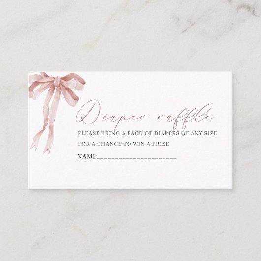 水色ピンクのリボン赤ちゃんシャワーおむつラ エンクロージャーカード (正面)