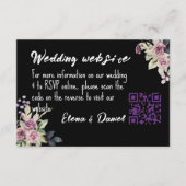 水色ピンクのローズブラックドレ結婚ス エンクロージャーカード (正面)