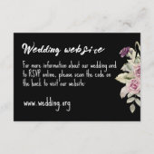 水色ピンクのローズブラックドレ結婚ス エンクロージャーカード (裏面)