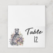 水色ピンクのローズブラック結婚のドレス プレイスカード (外部開封)