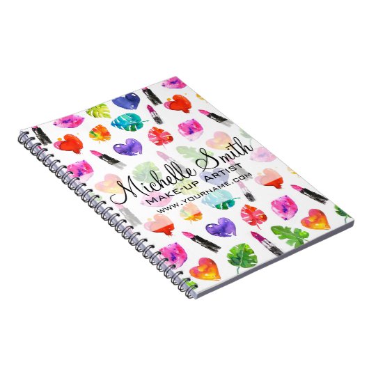 水色ピンクの口紅の模様メイクアップブランディング ノートブック (右側)
