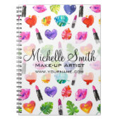 水色ピンクの口紅の模様メイクアップブランディング ノートブック (正面)