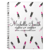 水色ピンクの口紅の模様メイクアップブランディング ノートブック (正面)