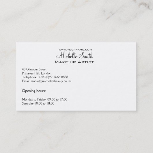 水色ピンクの唇の口紅の模様メイクアップ 名刺 (裏面)